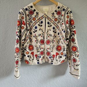 {Anthropologie} Maeve Kirian Embroidered Jacket Women’s XS